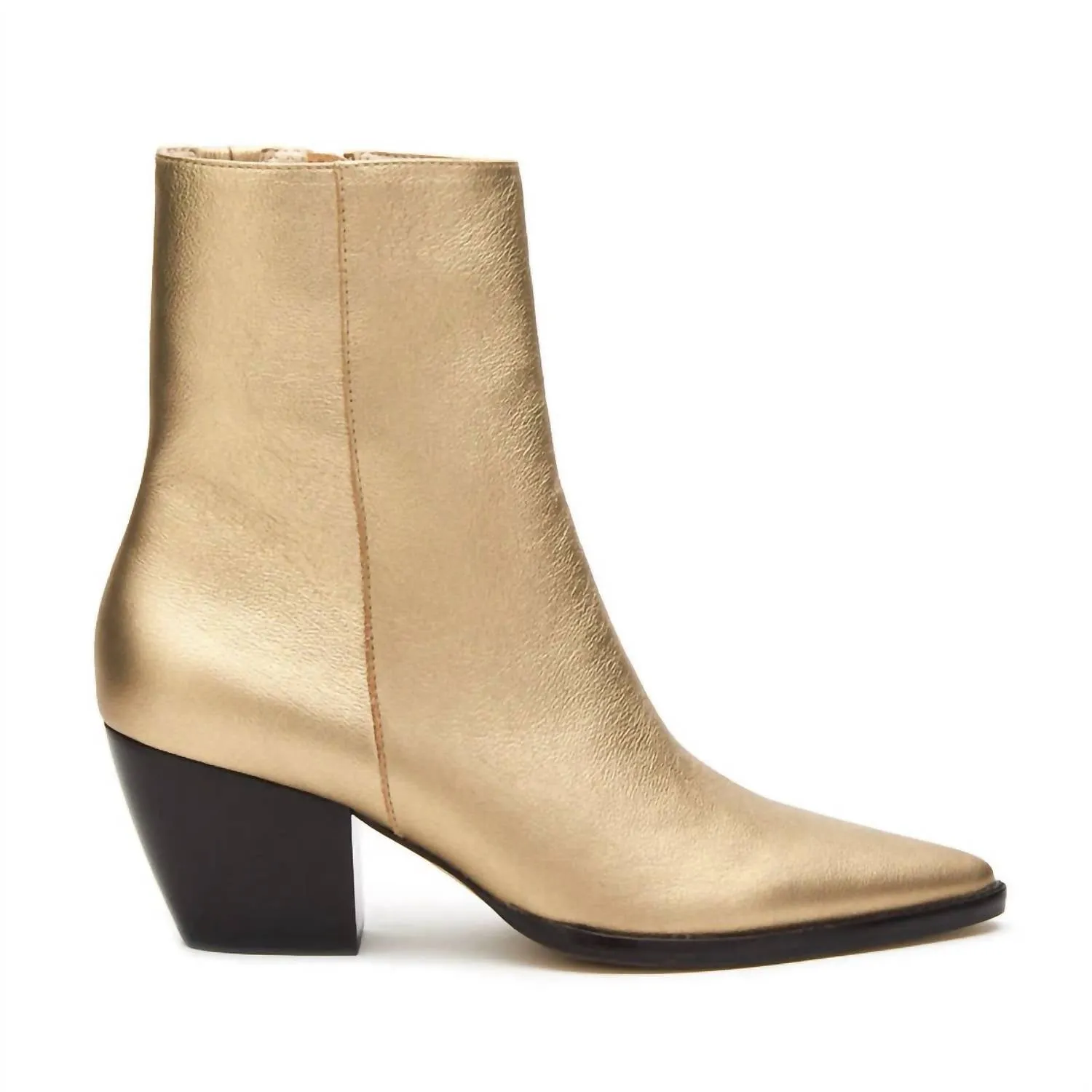 Caty Ankle Boot In Gold Rubber Sole Cowgirl Boots
