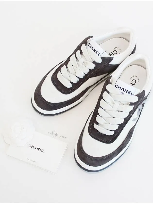 CC Logo Suede Kidskin Low Top Sneakers Black Chanel Oncloud Sneakers