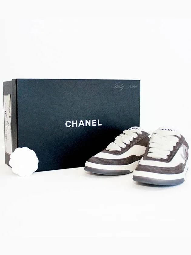 CC Logo Suede Kidskin Low Top Sneakers Black Chanel Deals On Sneakers