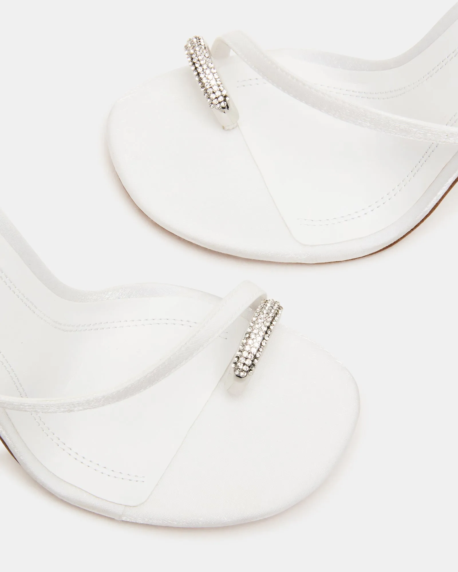 High Heel Sole TIA RHINESTONES WHITE SATIN