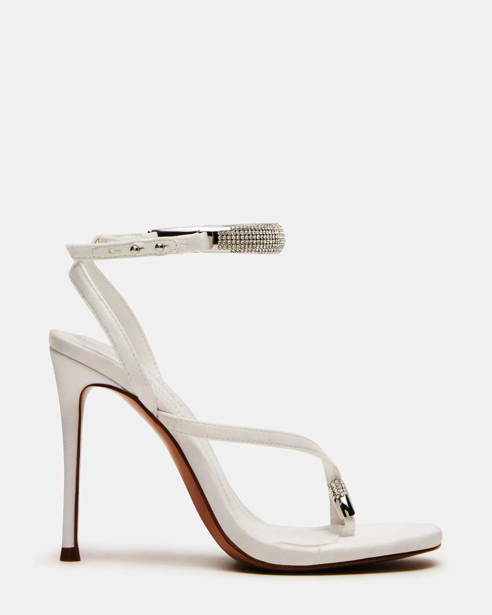 California High Heels TIA RHINESTONES WHITE SATIN