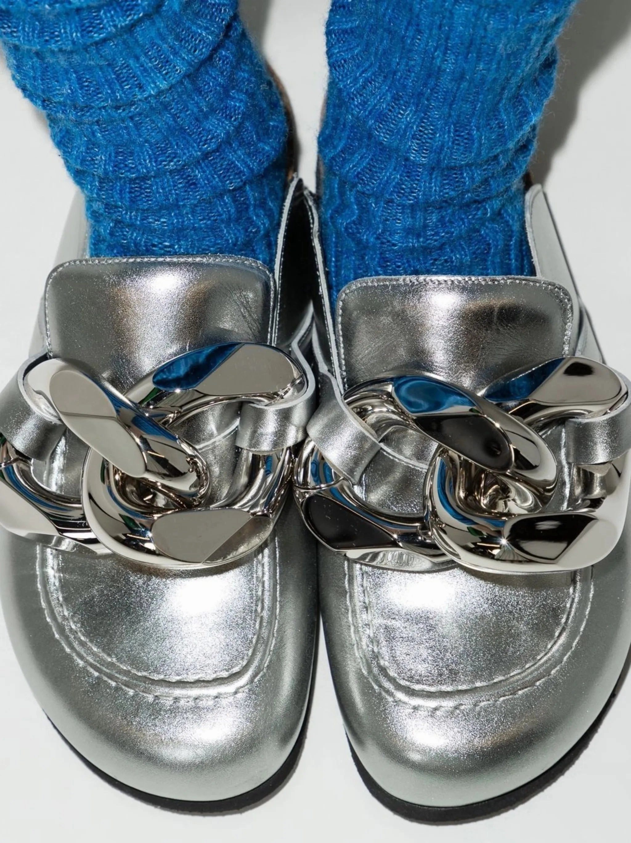 Chain metallic mules Italian Leather Casual Shoes