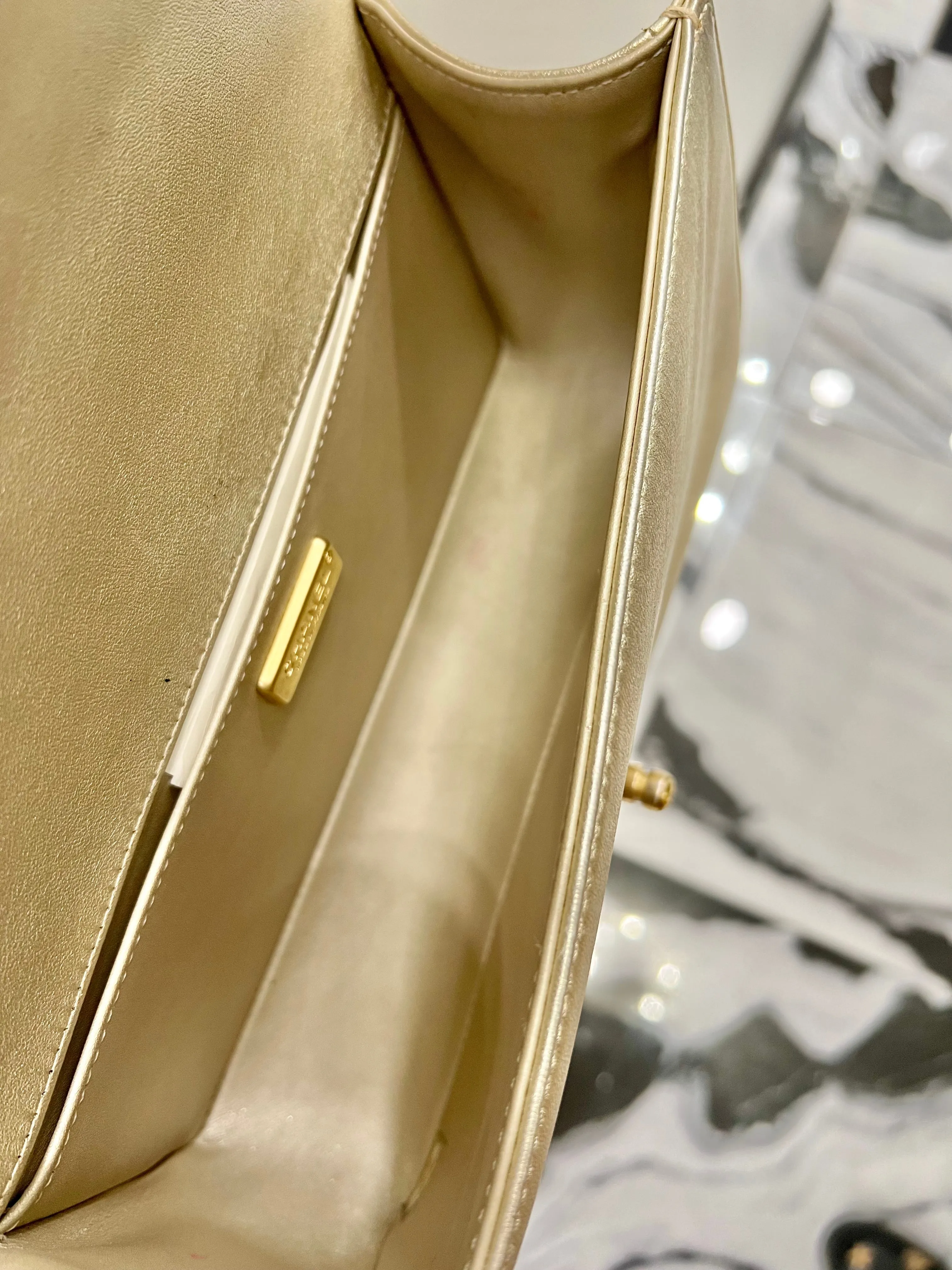 Chanel Boy Metallic Gold Python Flap Bag Mochi Casual Shoes