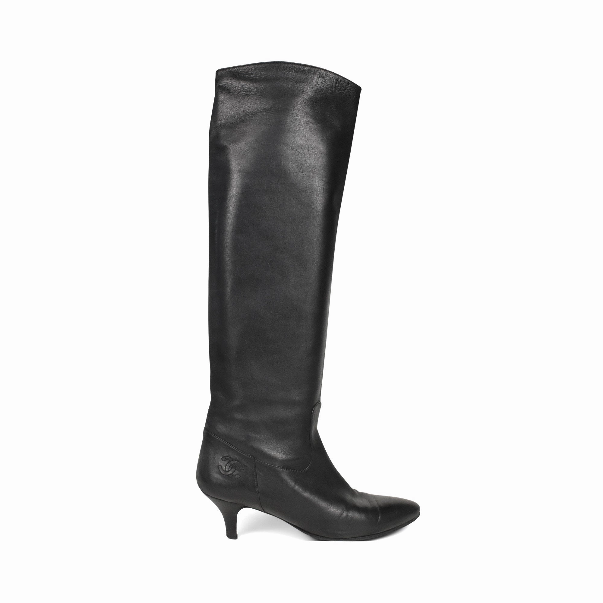 Chanel Knee-High Boots - Women's 38 Casual Leather Boots