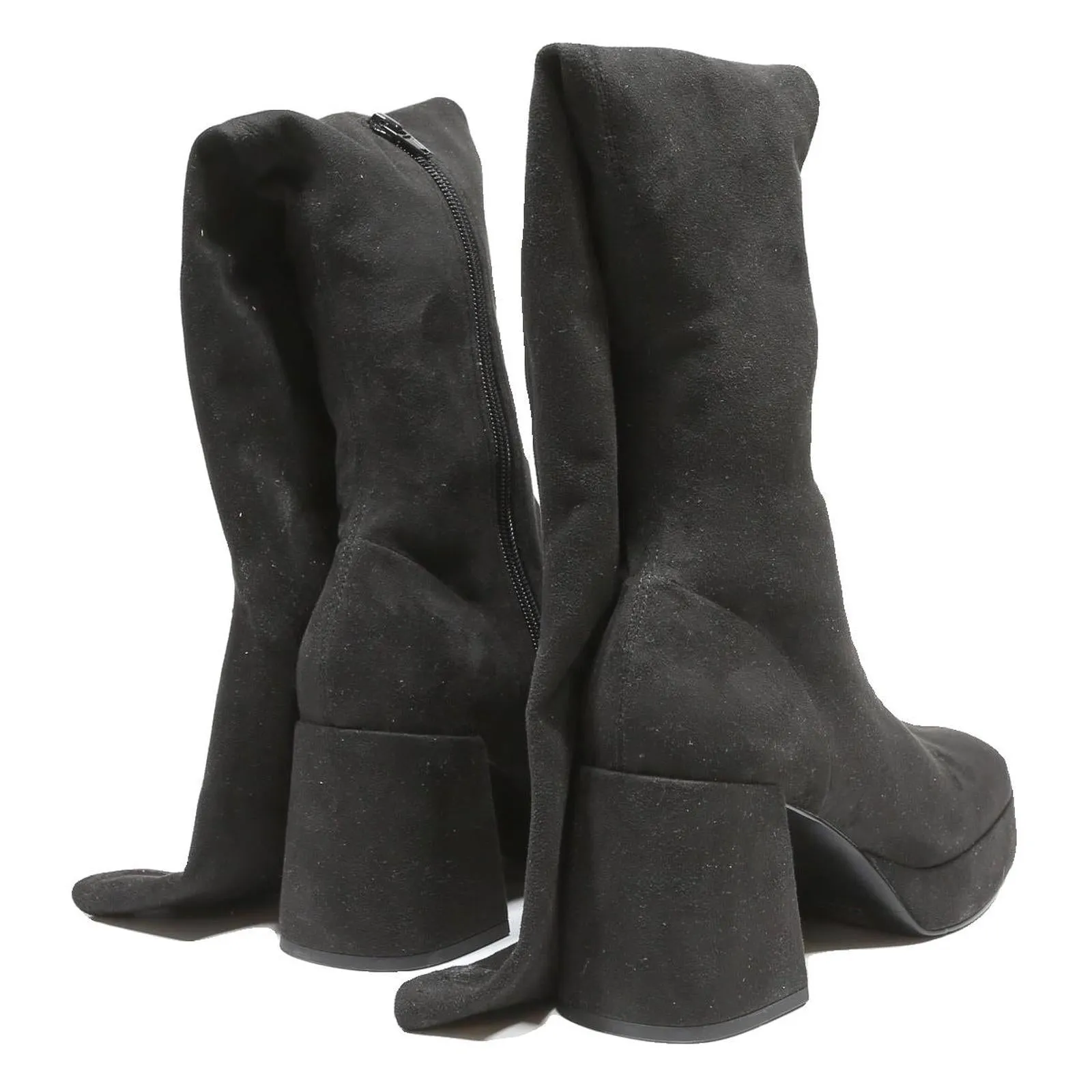 Warm Waterproof Boots CHARLES & KEITH Womens Black Synthetic Ankle Boots UK 5 Stylish Platform Block