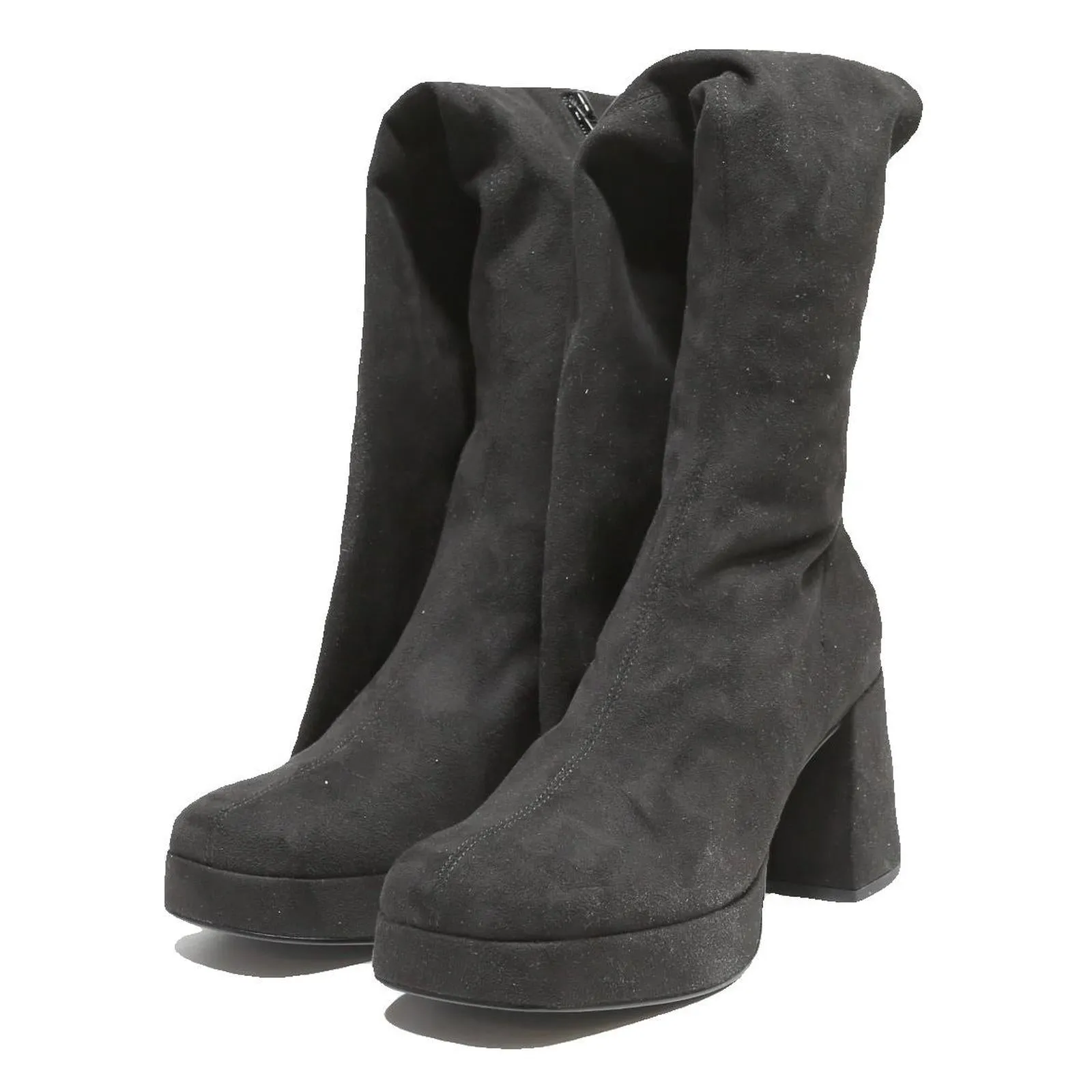 Military Desert Boots CHARLES & KEITH Womens Black Synthetic Ankle Boots UK 5 Stylish Platform Block