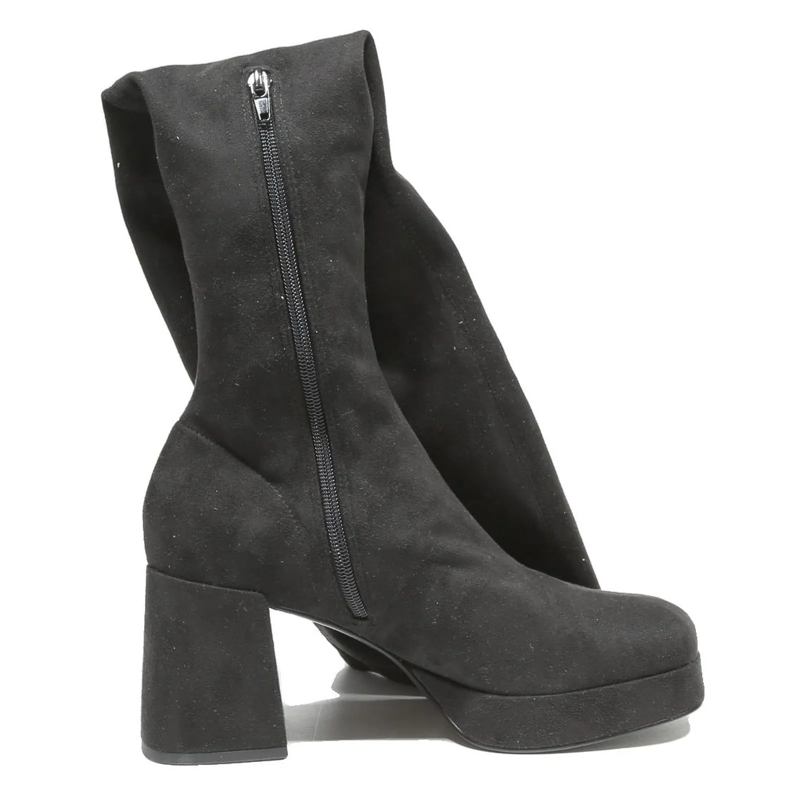 CHARLES & KEITH Womens Black Synthetic Ankle Boots UK 5 Stylish Platform Block Moon Snow Boots