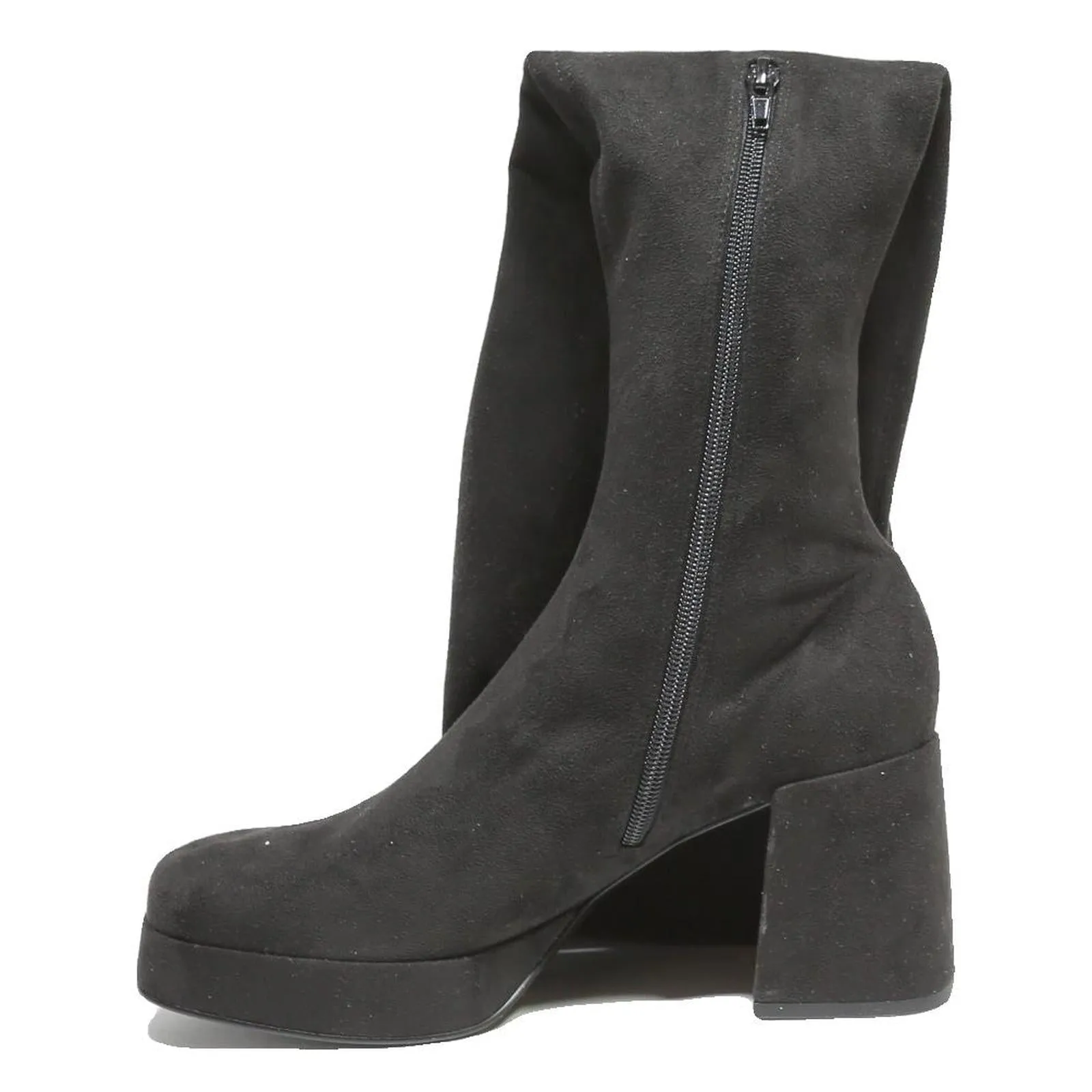 Ostrich Cowboy Boots CHARLES & KEITH Womens Black Synthetic Ankle Boots UK 5 Stylish Platform Block