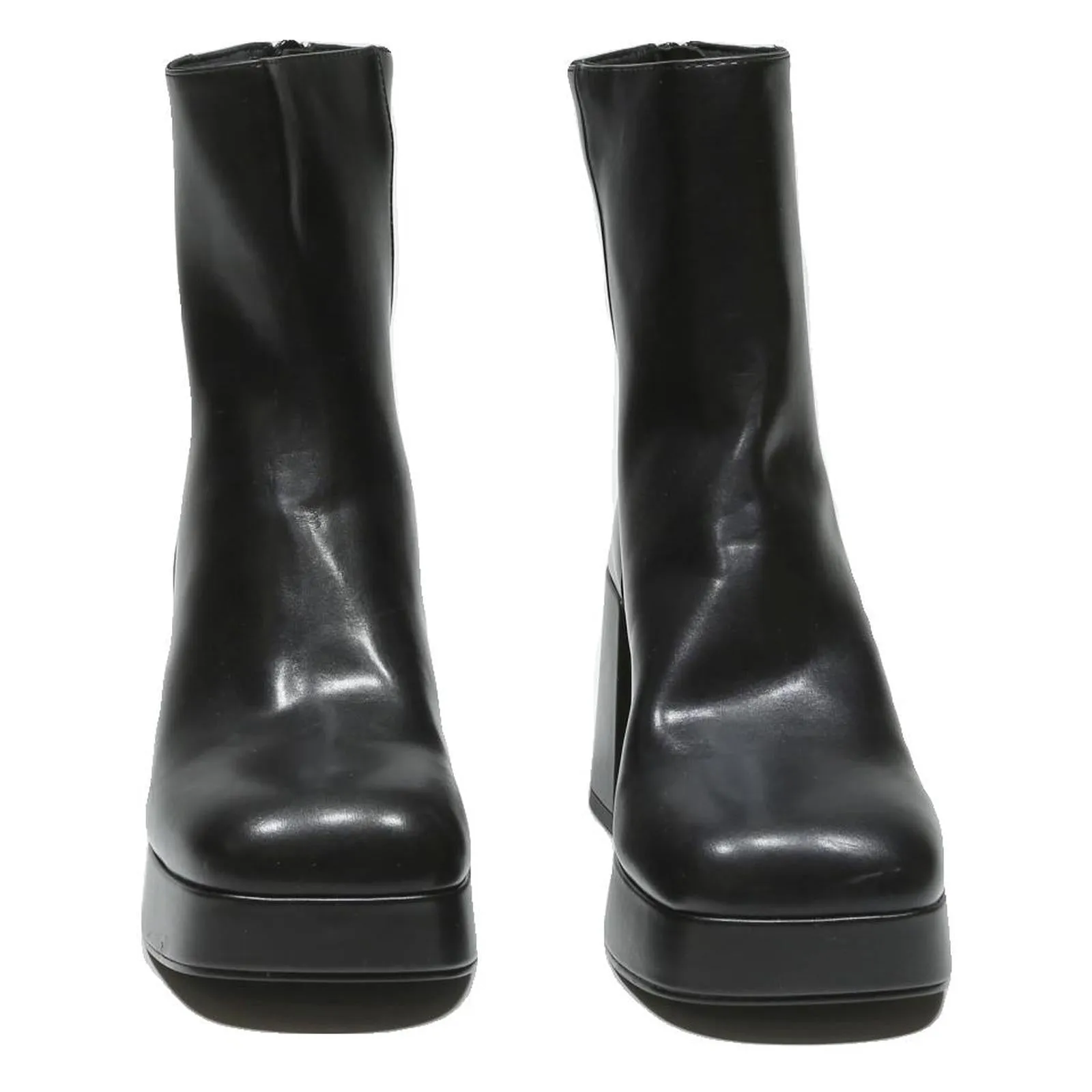 Work Boots Superstore CHARLES & KEITH Womens Block Heel Leather Ankle Boots Black UK 3 Stylish