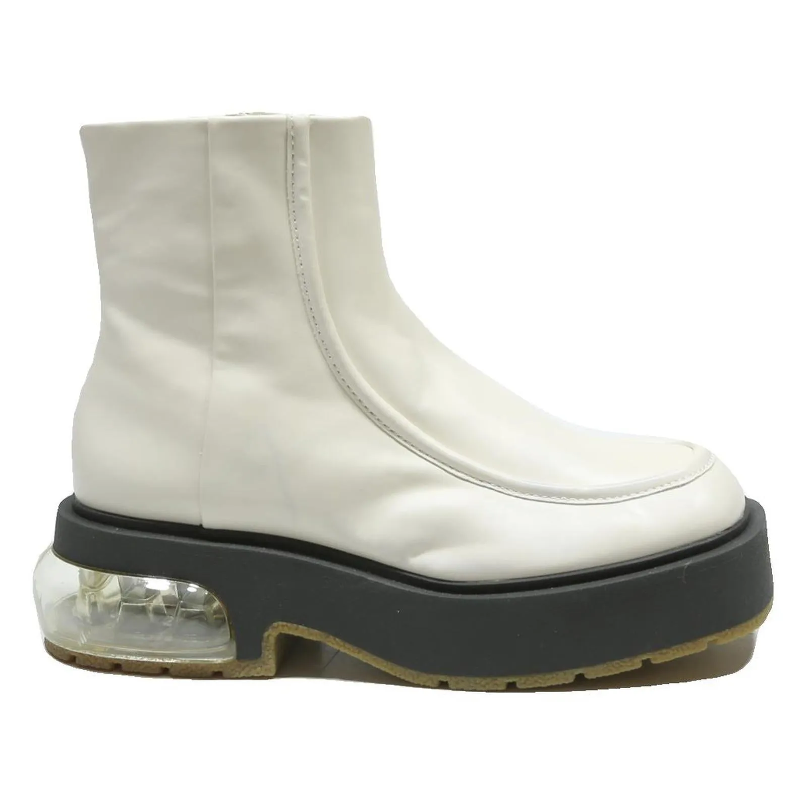 Insole Inserts For Boots CHARLES & KEITH Womens Leather Ankle Boots White UK 2 Platform Transparent Heel