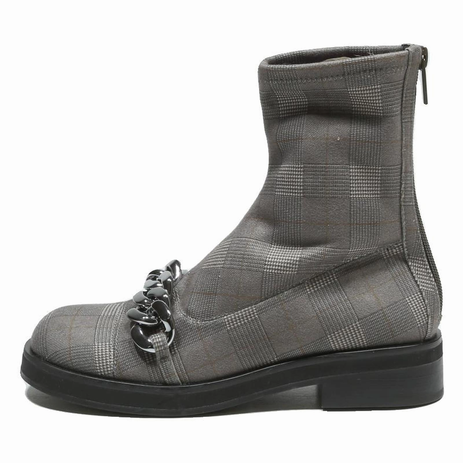 CHARLES & KEITH Womens Ankle Boots Grey Synthetic UK 3 Checked Print Chain Ariat Ankle Boots
