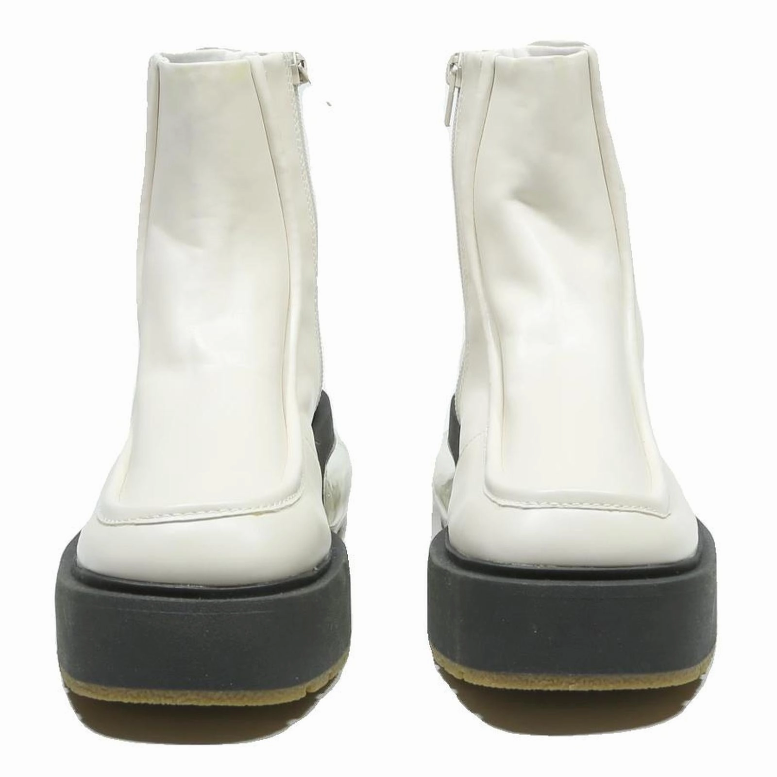 Elephant Leather Boots CHARLES & KEITH Womens Ankle Boots Leather White UK 3 Platform Chunky Sole