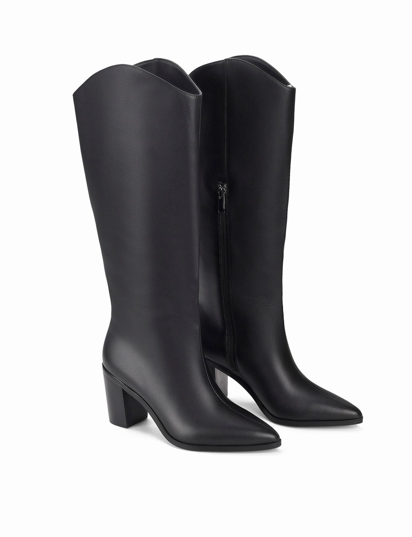 Popular Cowboy Boots Clinton Long Boots - Black Leather