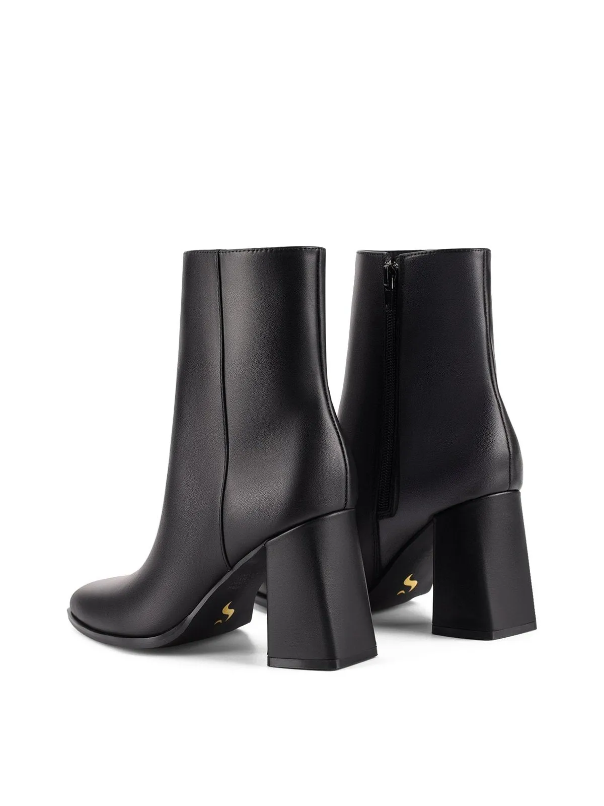 Square Toe Work Boots Chica Ankle Boot - Black Leather