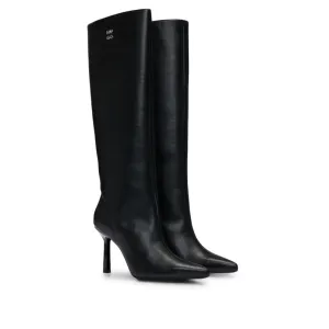 Knee-high boots in nappa leather with stacked logo Tall Cowgirl Boots