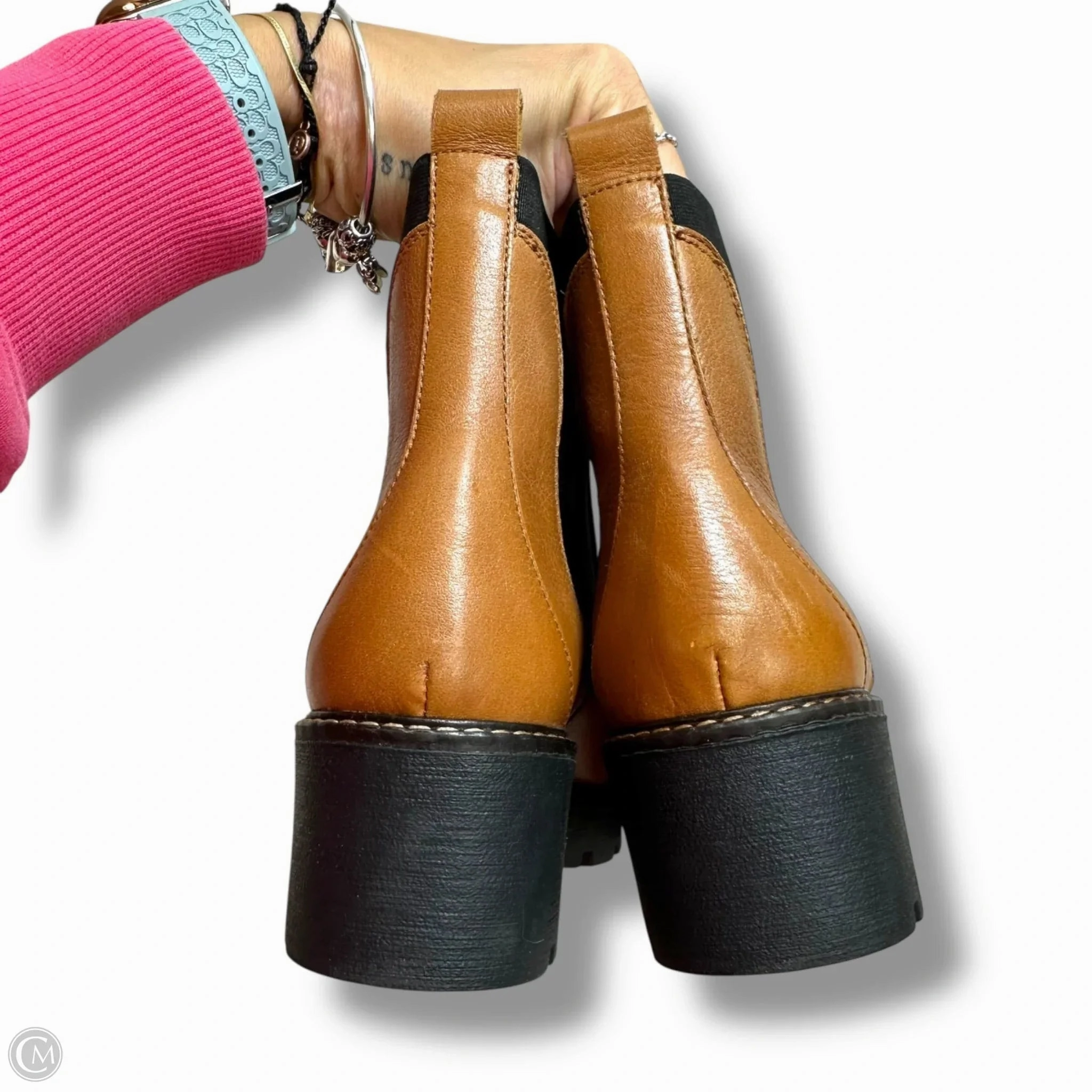 Wide Toe Work Boots Boots Ankle Heels By Anthropologie In Brown, Size: 9