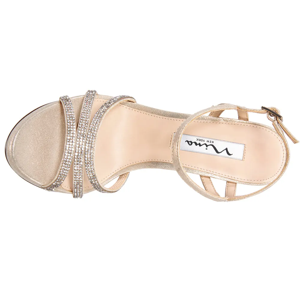 Casual Coach Shoes Saralyn Metallic Rhinestone Ankle Strap Platform Block Heel Sandals