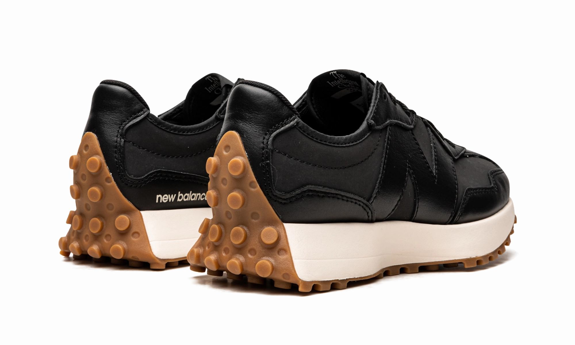 Womens White New Balance Tennis Shoes 327 WMNS "Black / Gum"