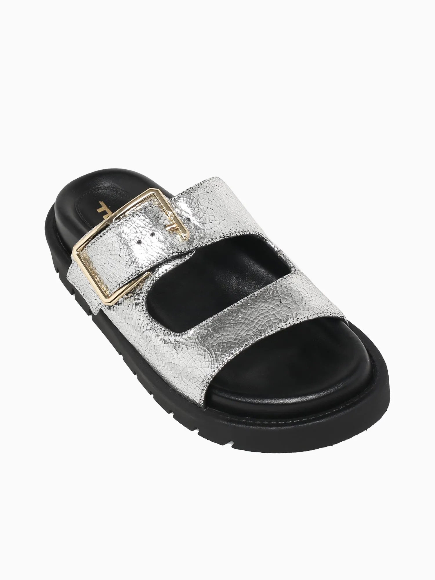 Colmer Silver Craquele Metal Smart Casual Winter Shoes