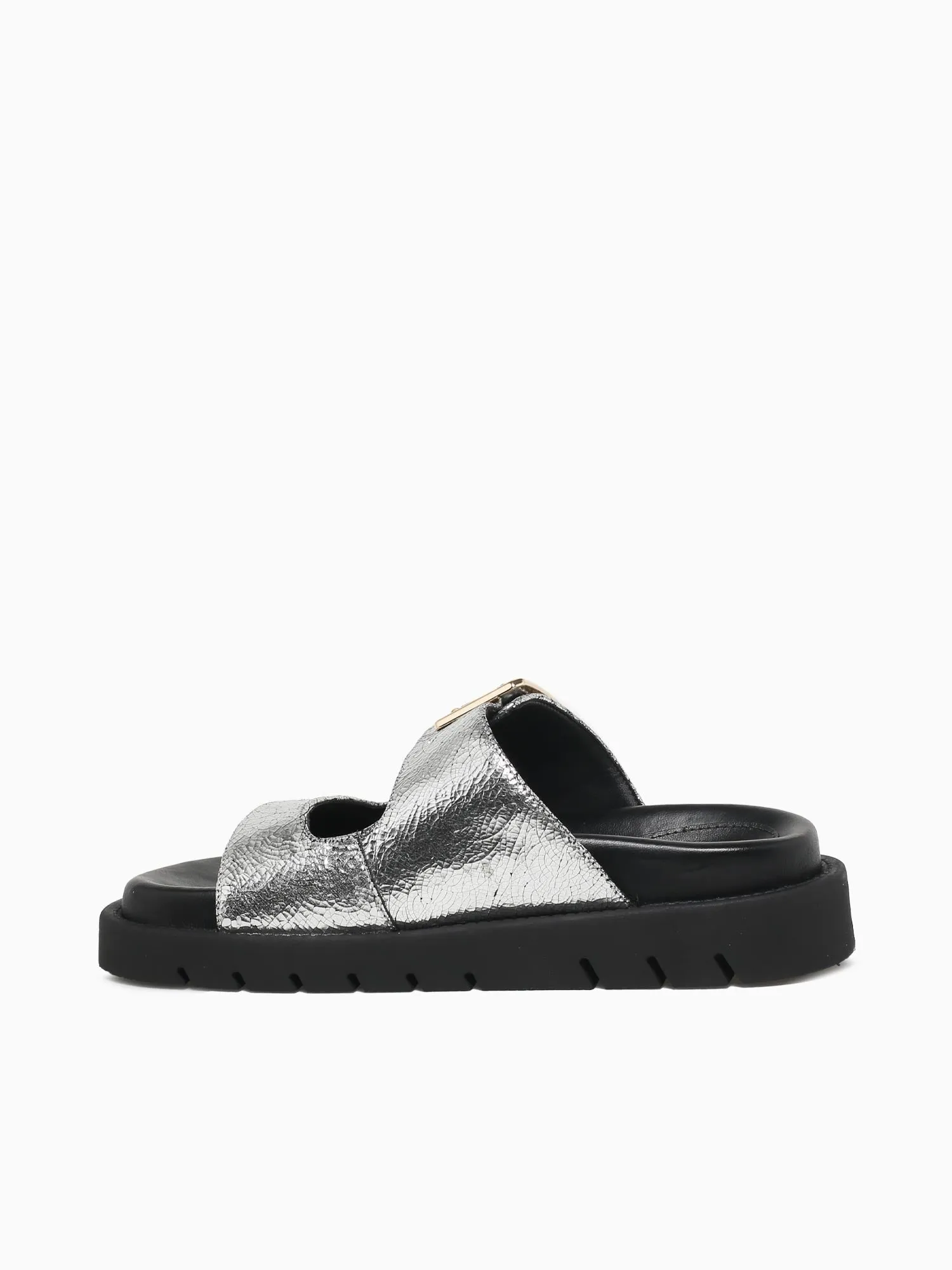Colmer Silver Craquele Metal Comfortable Casual Slip On Shoes