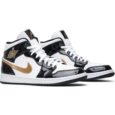 On Cloud Casual Shoe Air Jordan 1 Mid Patent SE 'Black Gold' Sale