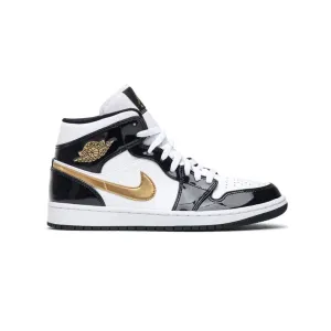 Casual Shoes For Cycling Air Jordan 1 Mid Patent SE 'Black Gold' Sale