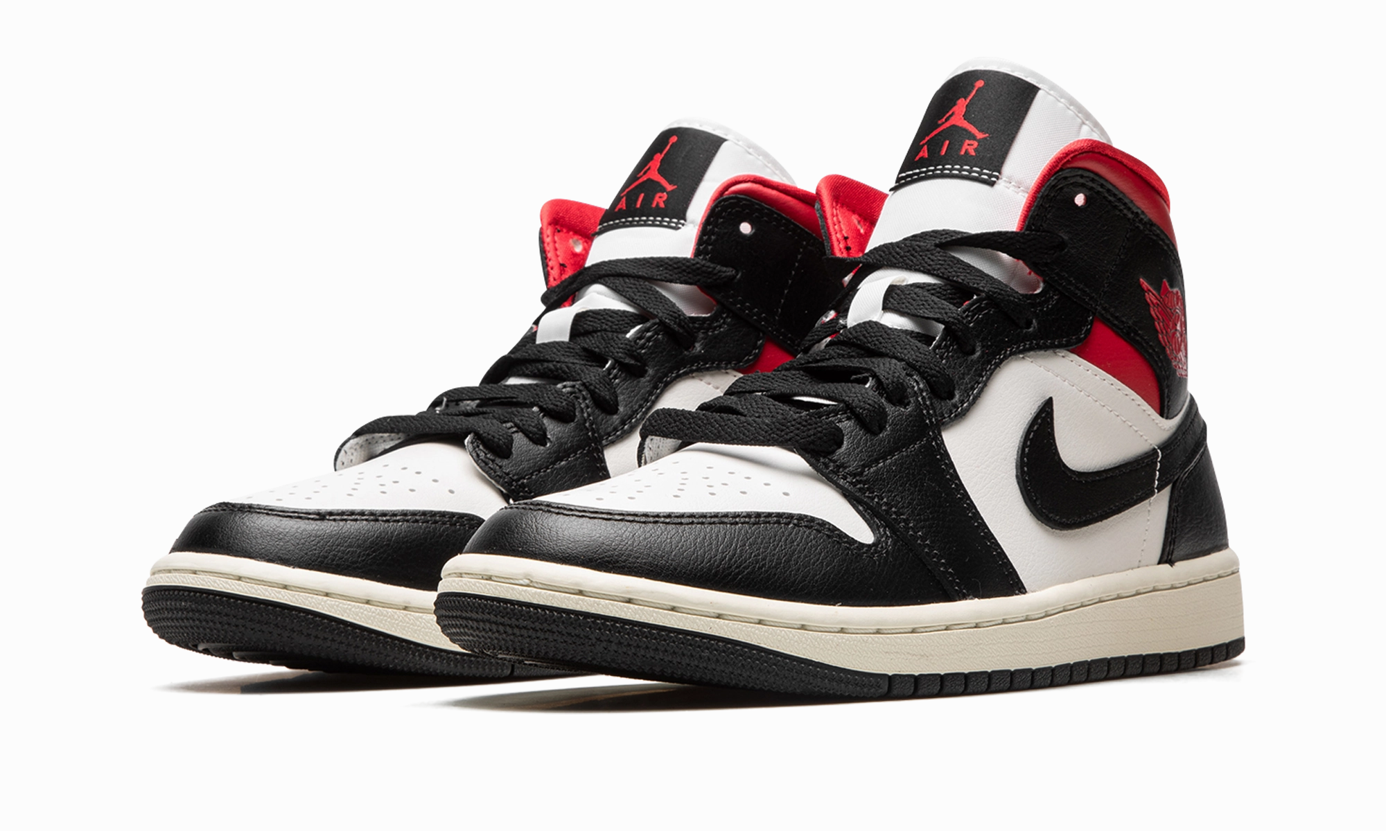 AIR JORDAN 1 MID WMNS "Black / Gym Red / Sail" Tennis Shoes With Business Casual