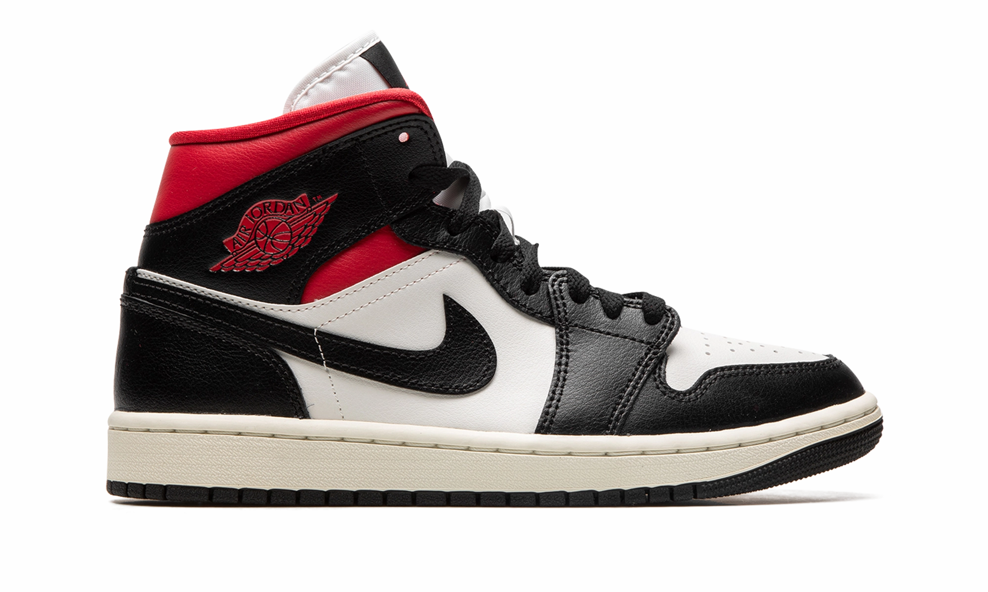 AIR JORDAN 1 MID WMNS "Black / Gym Red / Sail" Striper Ii Casual Shoe