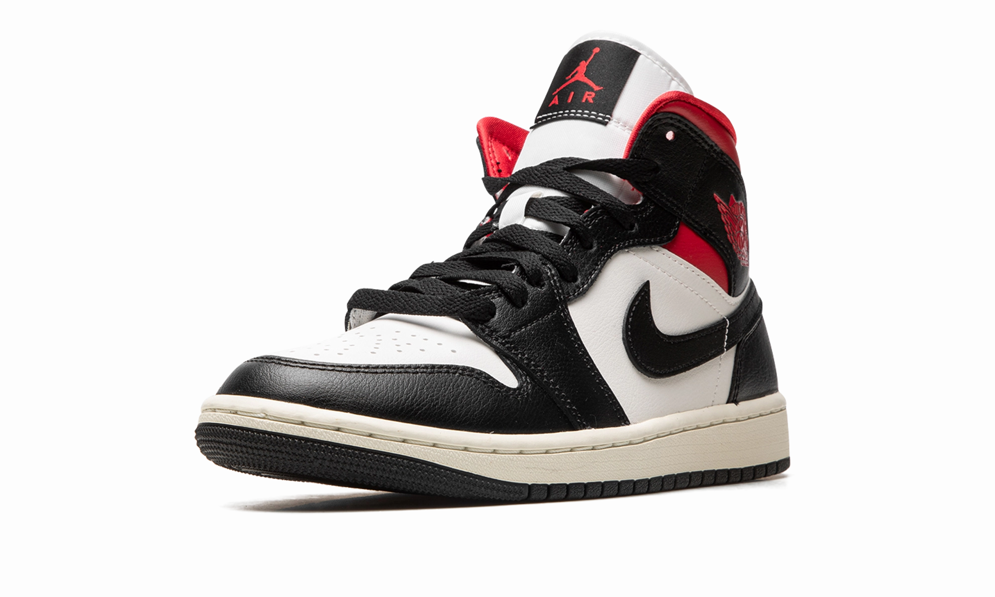 Lightweight Breathable Casual Shoes AIR JORDAN 1 MID WMNS "Black / Gym Red / Sail"