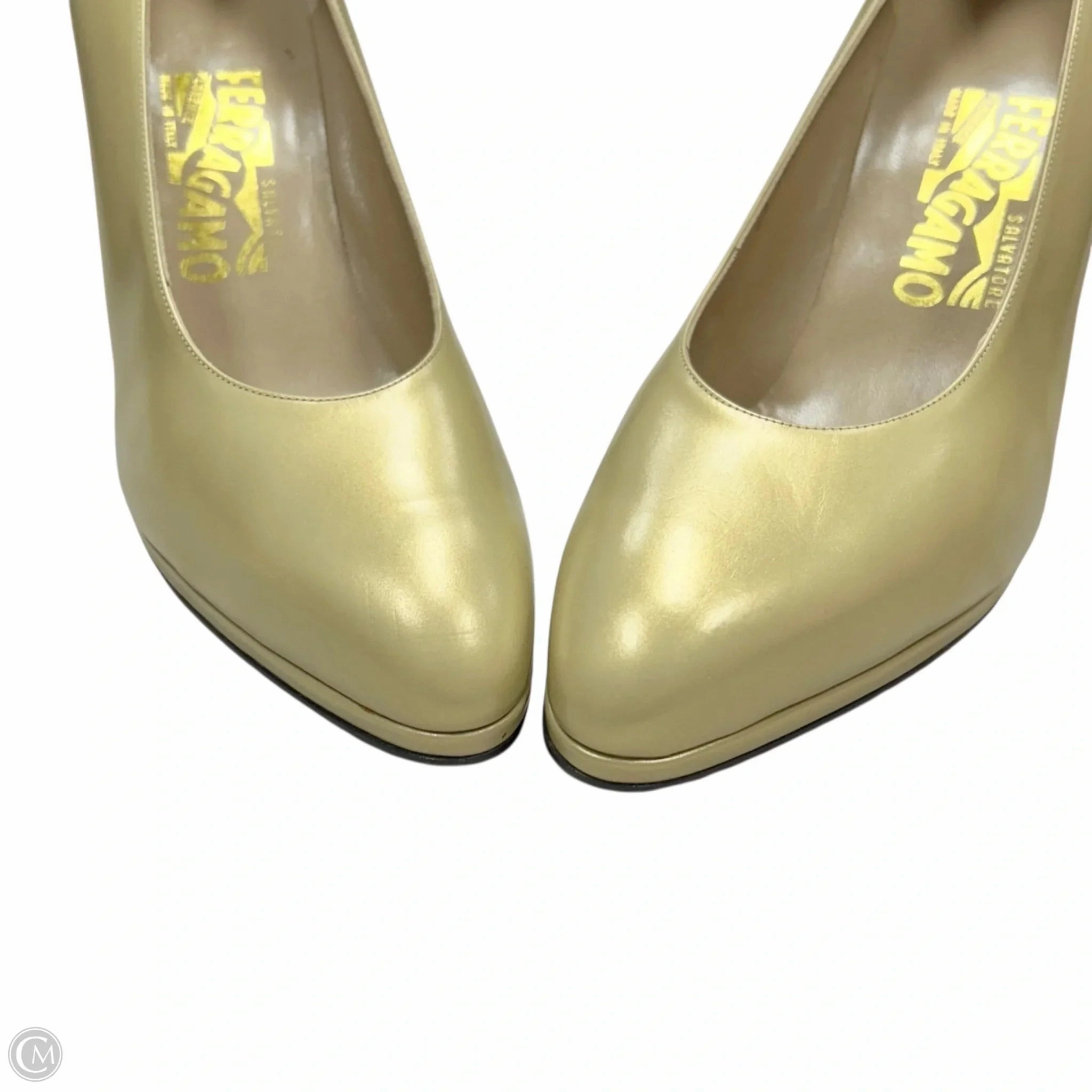 Shoes Luxury Designer By Ferragamo In Gold, Size: 9.5 Best Casual Dress Walking Shoes