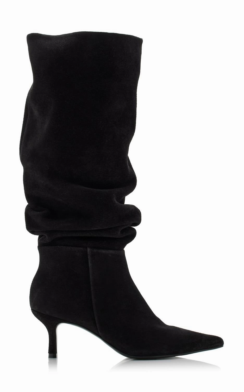 High Heel Boots Knee High Jordi Suede Slouch Boot In Black