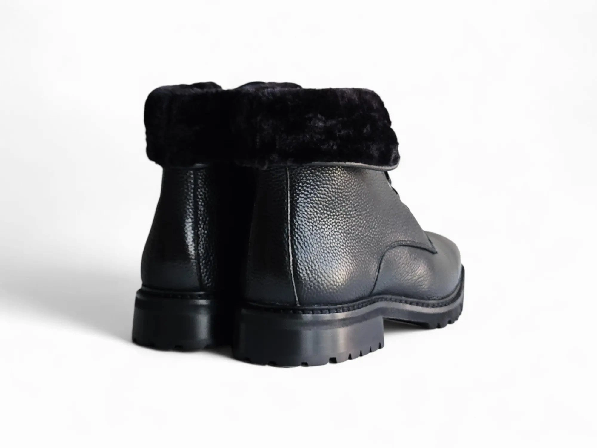 Rugged Leather Boot with Faux Shearling Boots Socks