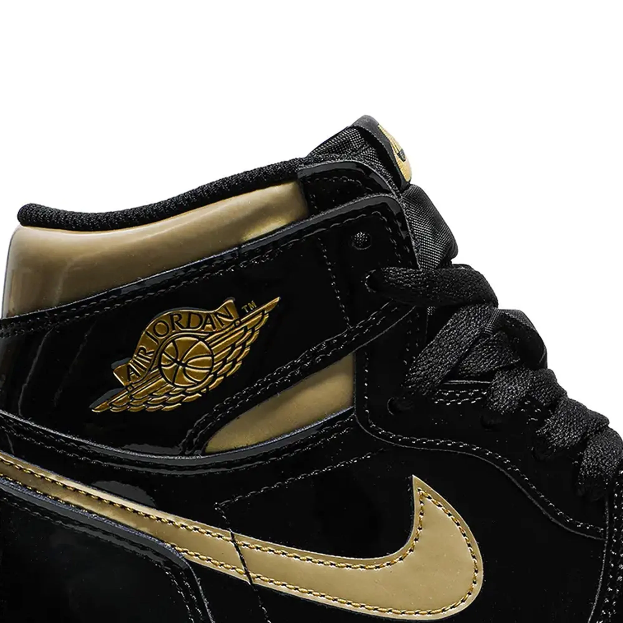 Air Jordan 1 High 'Black Metallic Gold' Hawaiian Casual Shoes