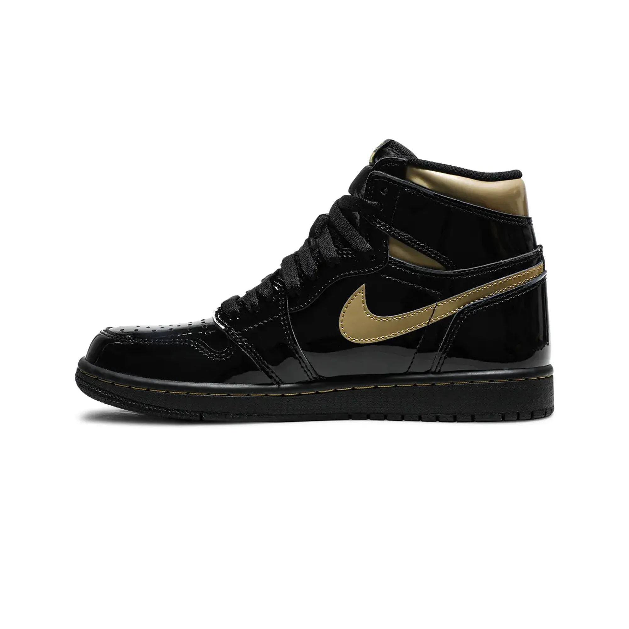 Casual Wide Width Shoes Air Jordan 1 High 'Black Metallic Gold'
