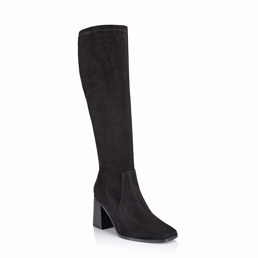 Linden Knee High Boots - Black Micro Silver Boots