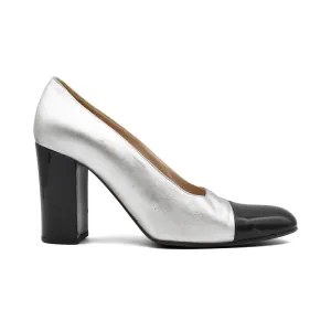 Casual Leather Shoes For Sale Chanel Silver Heels - Women's 35.5