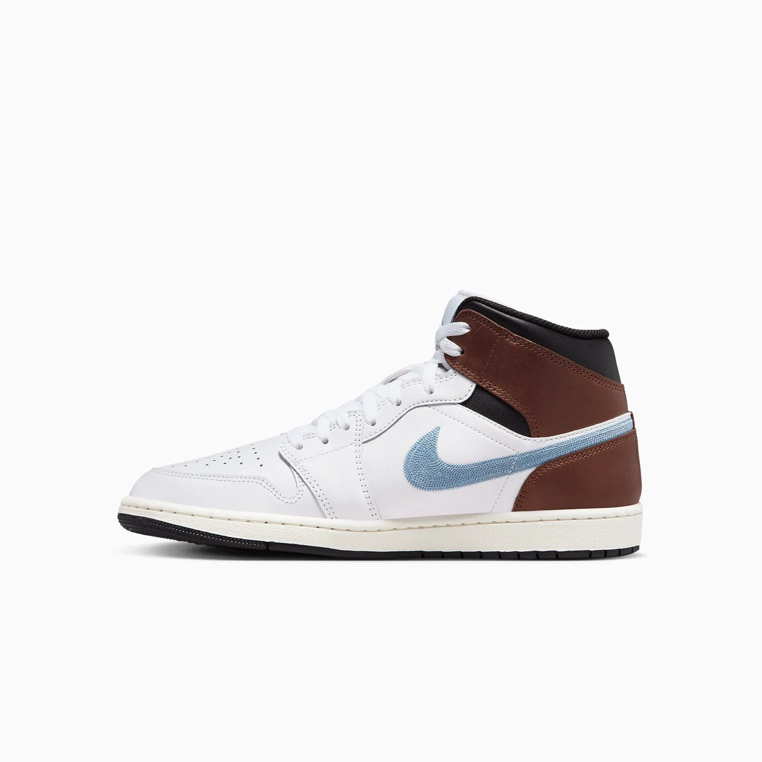 Men's Air Jordan 1 Mid SE "Brown Blue Grey" High Top Sneakers With Shorts