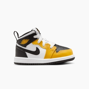 Kid's Air Jordan 1 Mid "Yellow Ochre" Toddlers Wide Leg Pants With Sneakers