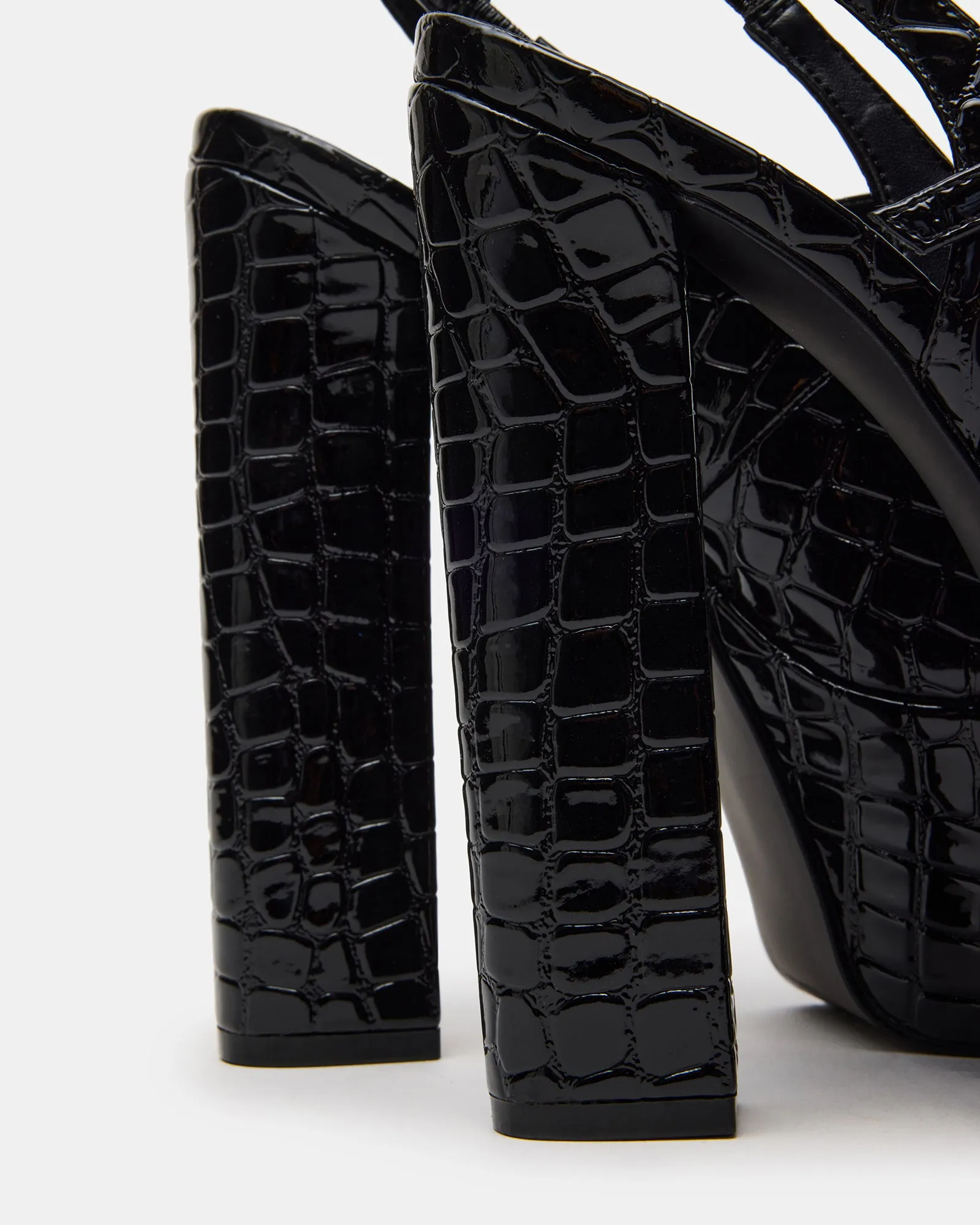 SCOTLYN BLACK CROCODILE High Heeled Boots With Leggings