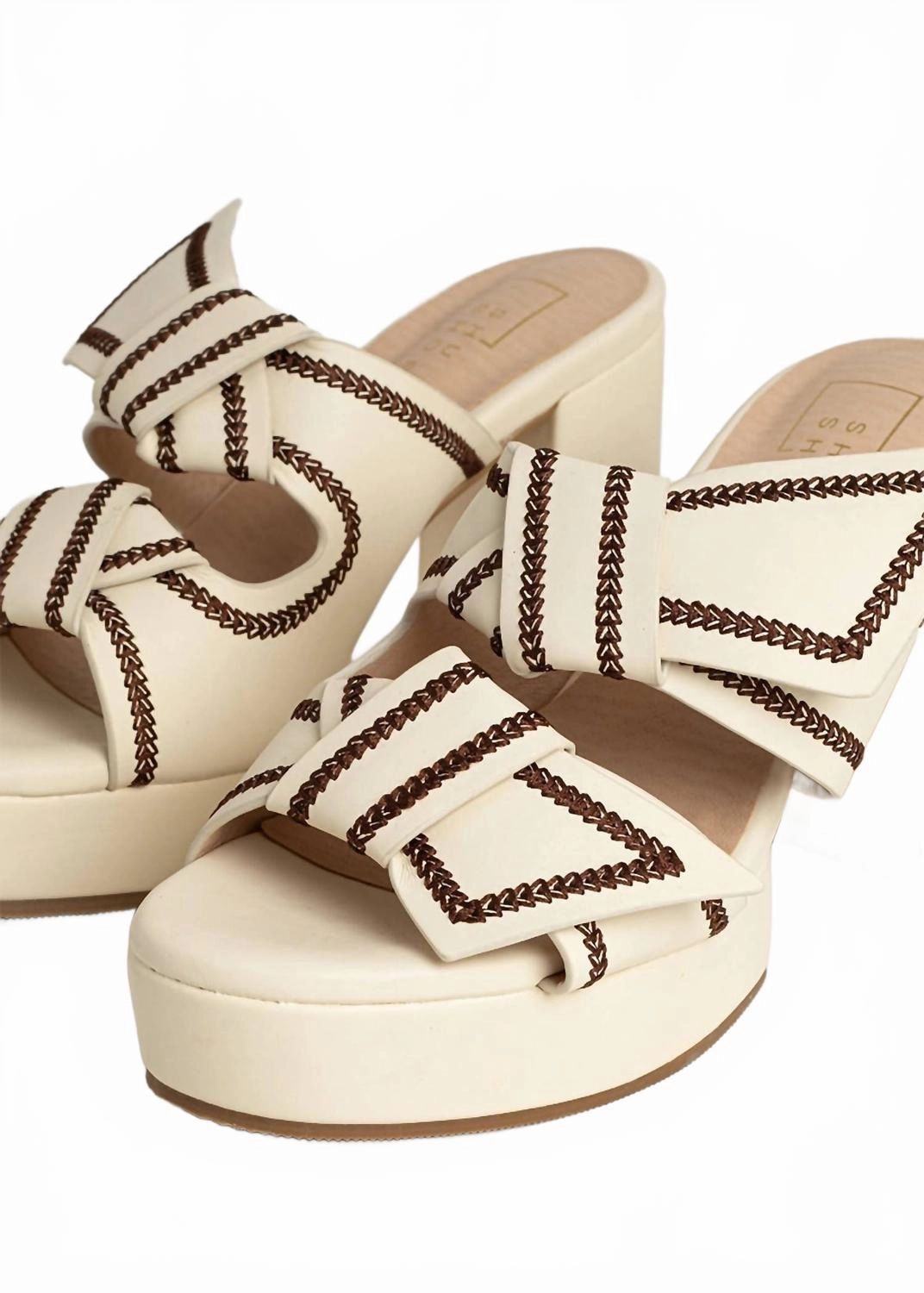 Women's Honey Chunky Block Heel In Bone Heel Protectors For High Heels On Grass