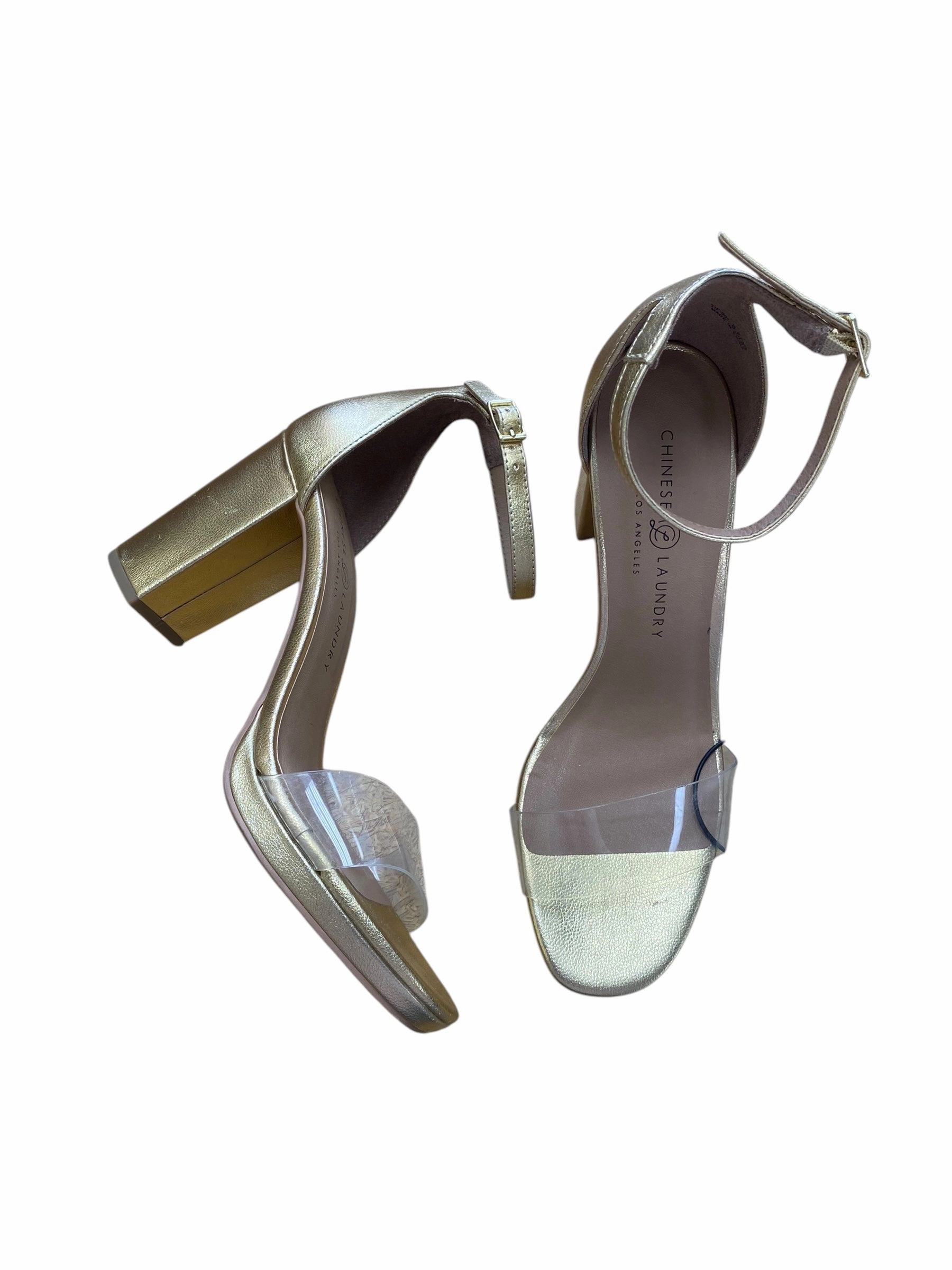 Casual Culture Shoes Shoes Heels Block By Chinese Laundry In Gold, Size: 8.5