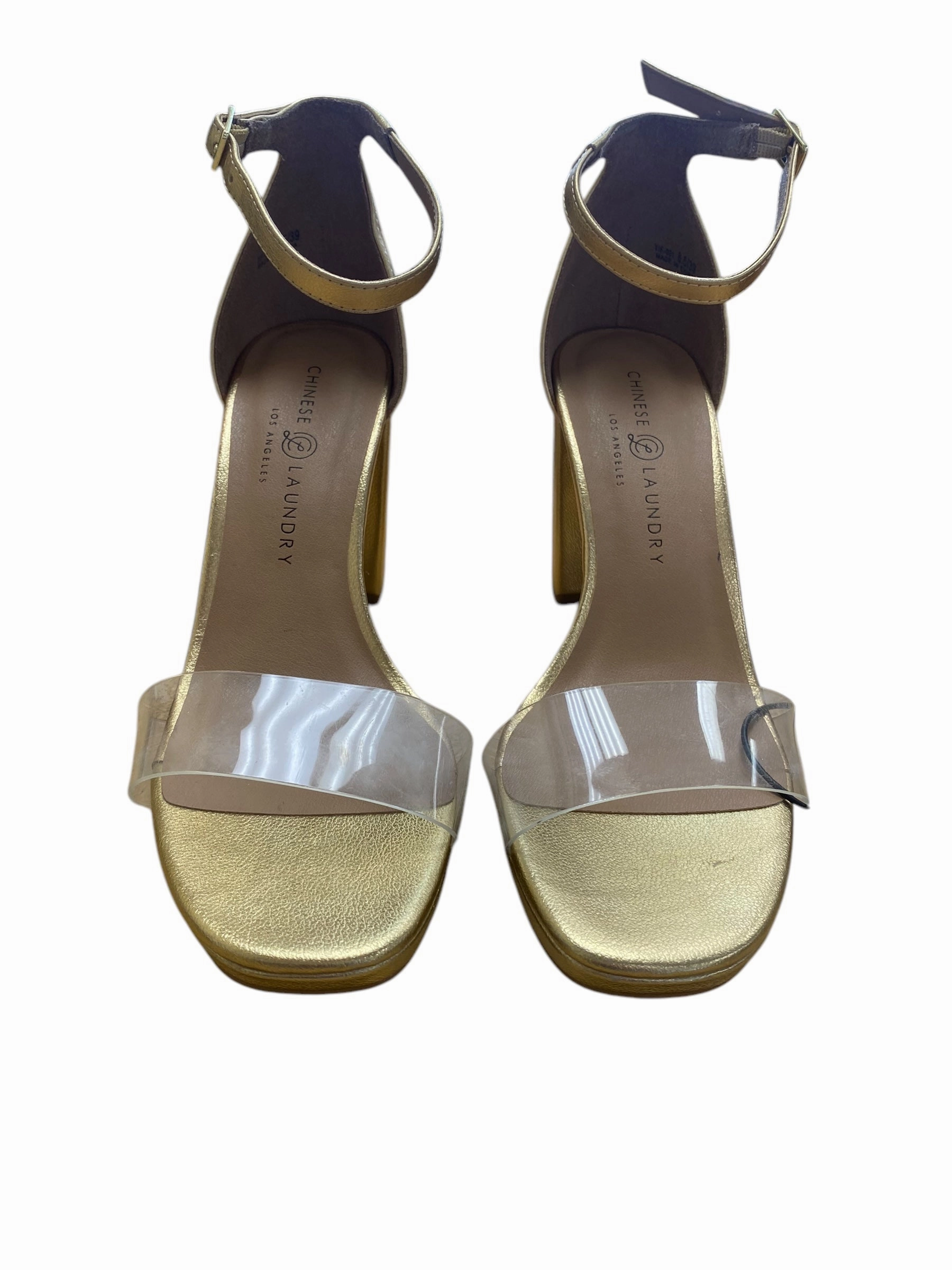 Casual Slide On Shoes Shoes Heels Block By Chinese Laundry In Gold, Size: 8.5