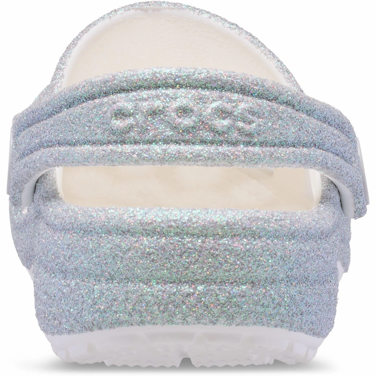 Crocs White Classic Iridescent Glitter Gloc Sandals With Small Platform