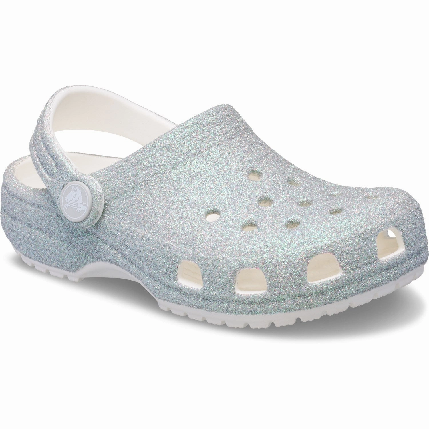 Crocs White Classic Iridescent Glitter Gloc High End Sandals