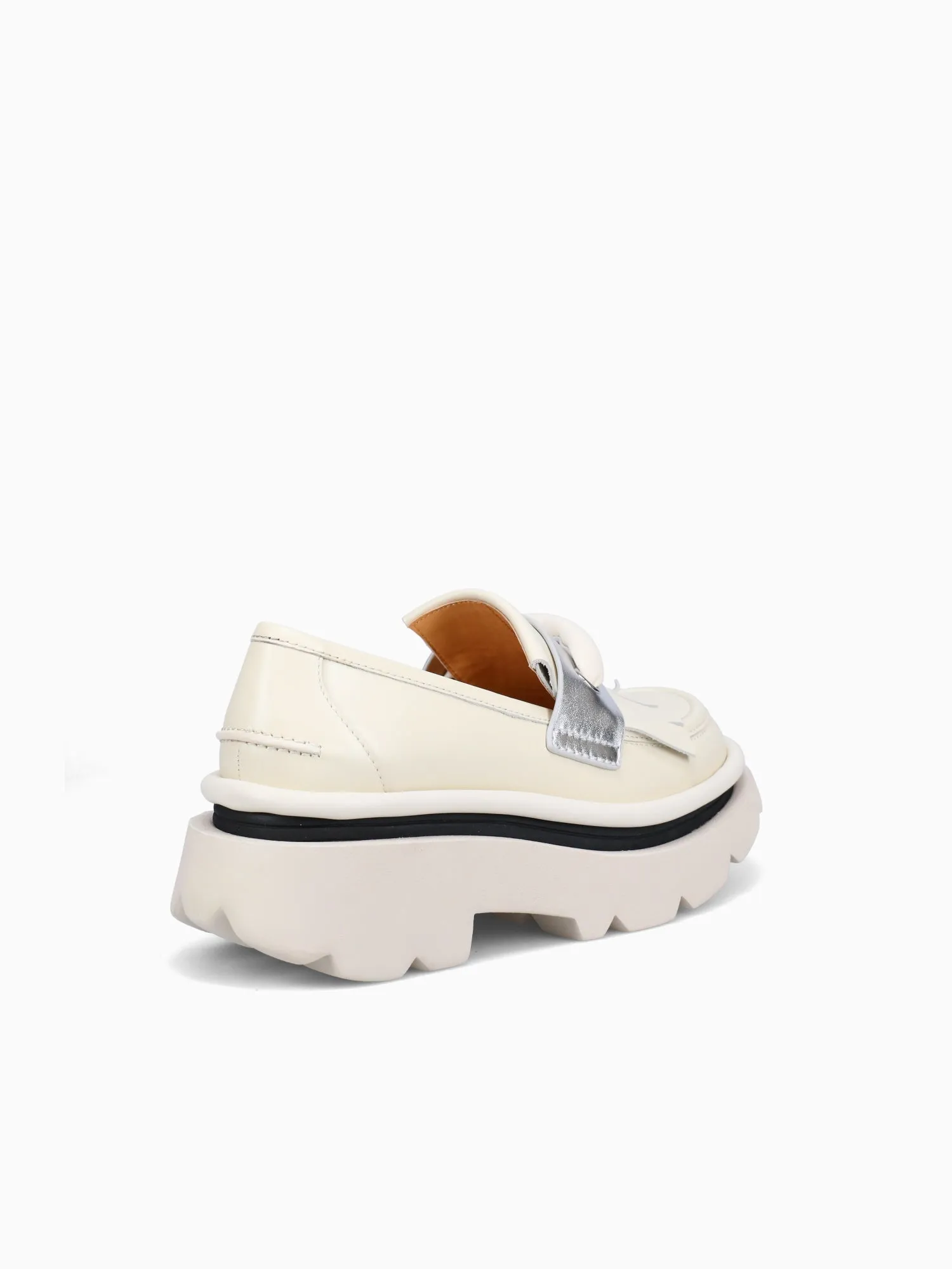 Casual Shoes Names Crunch Fringe Ivory Leather