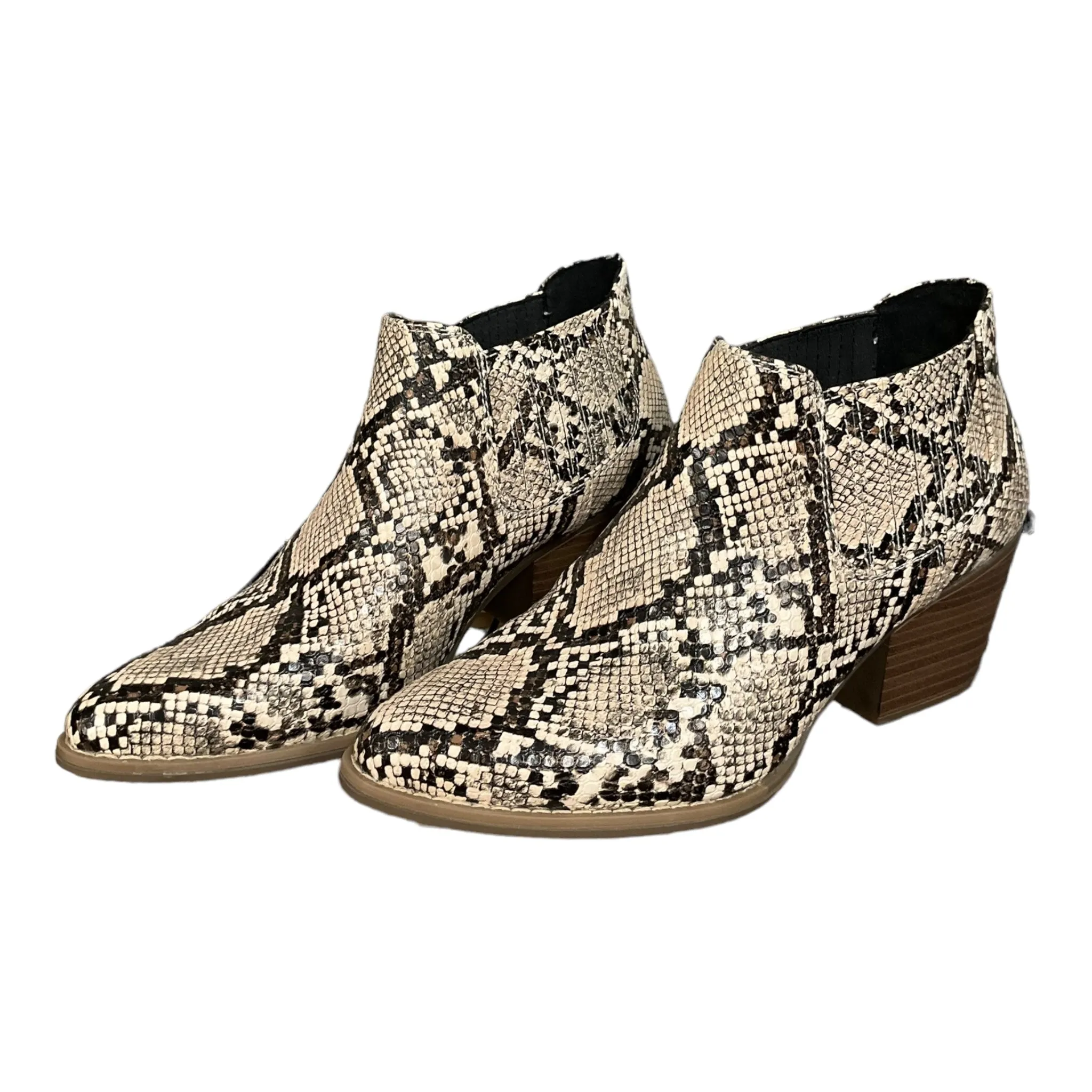 Snakeskin Print Boots Ankle Heels Ana, Size 7 Boots For Cowgirl