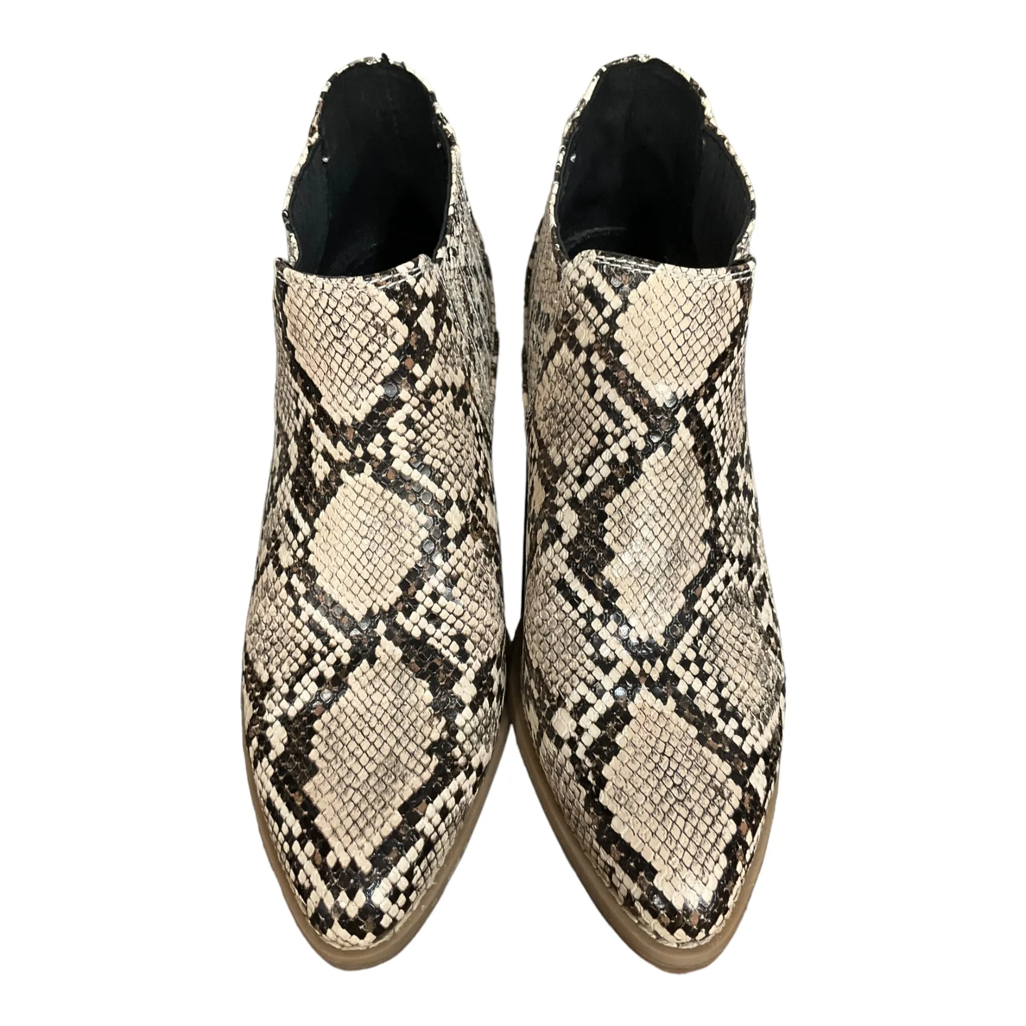 Lightweight Walking Boots Snakeskin Print Boots Ankle Heels Ana, Size 7