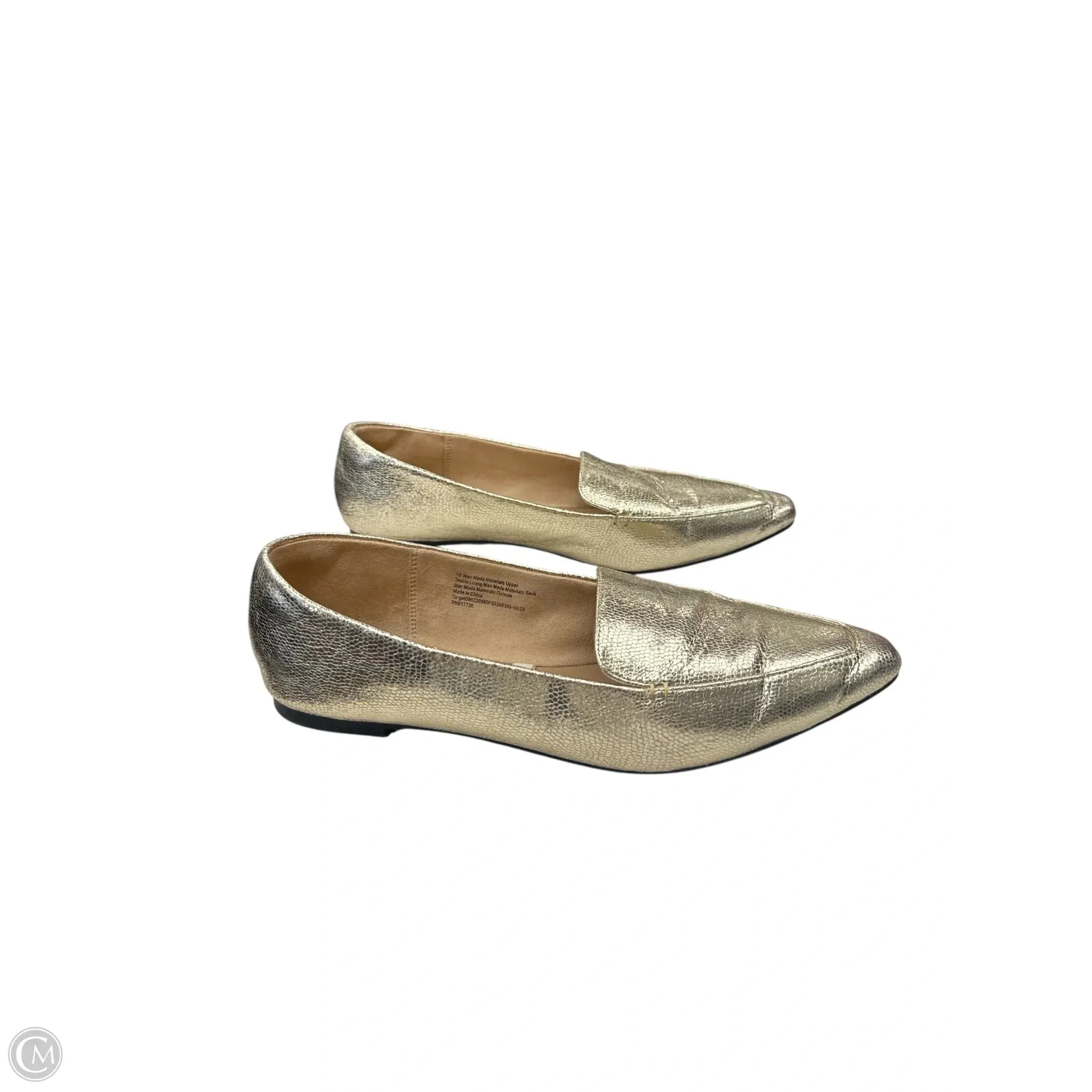 Shoes Flats By A New Day In Gold, Size: 10 Leather Casual Shoe