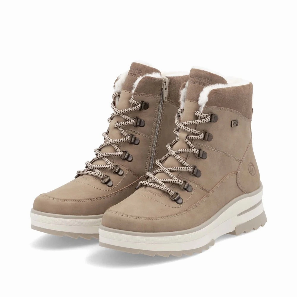 D2B74-20 Camel Ankle Lace/Zip RTex Dievier Boots