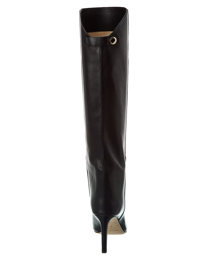 Black Mini Boots Jimmy Choo Alizze KB 85 Leather Knee-High Boot